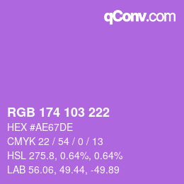 Color code: RGB 174 103 222 | qconv.com