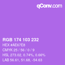 Color code: RGB 174 103 232 | qconv.com
