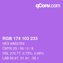 Color code: RGB 174 103 233 | qconv.com