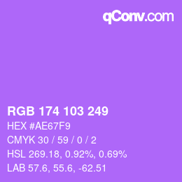 Color code: RGB 174 103 249 | qconv.com