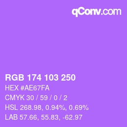 Color code: RGB 174 103 250 | qconv.com