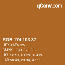 Color code: RGB 174 103 37 | qconv.com