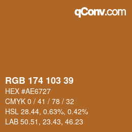 Color code: RGB 174 103 39 | qconv.com