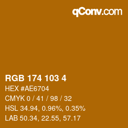 Color code: RGB 174 103 4 | qconv.com