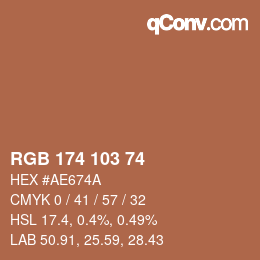 Color code: RGB 174 103 74 | qconv.com