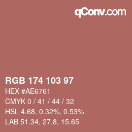 Color code: RGB 174 103 97 | qconv.com