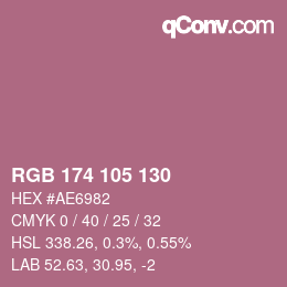 Color code: RGB 174 105 130 | qconv.com