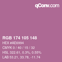 Color code: RGB 174 105 148 | qconv.com