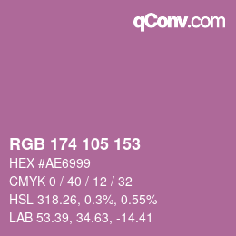 Color code: RGB 174 105 153 | qconv.com