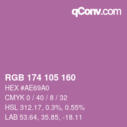 カラーコード: RGB 174 105 160 | qconv.com