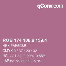 カラーコード: RGB 174 108.8 139.4 | qconv.com