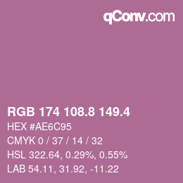 カラーコード: RGB 174 108.8 149.4 | qconv.com