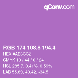 カラーコード: RGB 174 108.8 194.4 | qconv.com