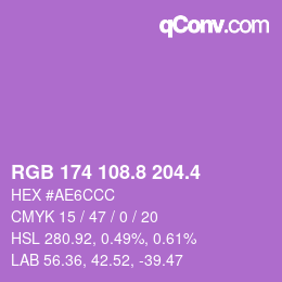 カラーコード: RGB 174 108.8 204.4 | qconv.com
