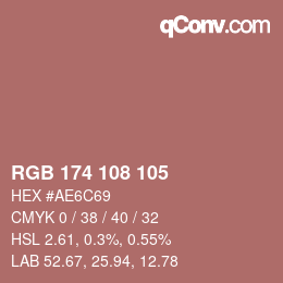 Color code: RGB 174 108 105 | qconv.com