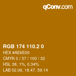 カラーコード: RGB 174 110.2 0 | qconv.com