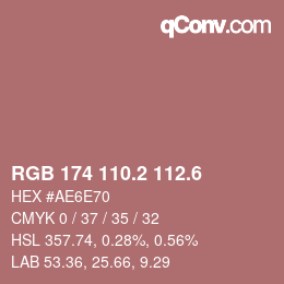 カラーコード: RGB 174 110.2 112.6 | qconv.com
