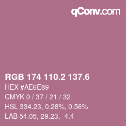カラーコード: RGB 174 110.2 137.6 | qconv.com