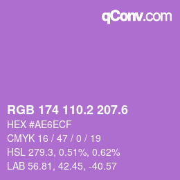 カラーコード: RGB 174 110.2 207.6 | qconv.com