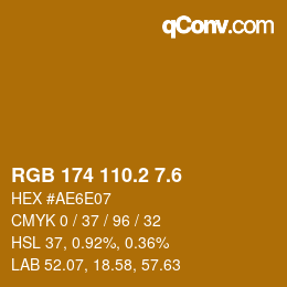 カラーコード: RGB 174 110.2 7.6 | qconv.com