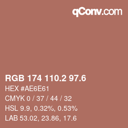 カラーコード: RGB 174 110.2 97.6 | qconv.com