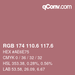カラーコード: RGB 174 110.6 117.6 | qconv.com