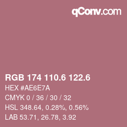 カラーコード: RGB 174 110.6 122.6 | qconv.com