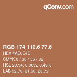カラーコード: RGB 174 110.6 77.6 | qconv.com