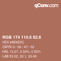 カラーコード: RGB 174 110.6 92.6 | qconv.com