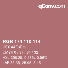 Color code: RGB 174 110 114 | qconv.com