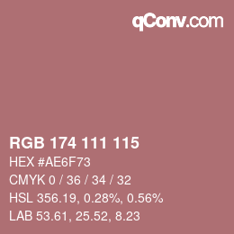 Color code: RGB 174 111 115 | qconv.com