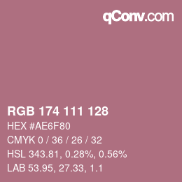 Color code: RGB 174 111 128 | qconv.com