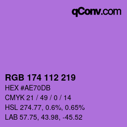 颜色代码: RGB 174 112 219 | qconv.com
