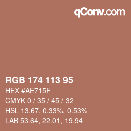 Código de color: RGB 174 113 95 | qconv.com