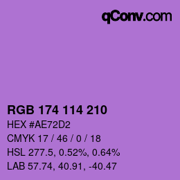 カラーコード: RGB 174 114 210 | qconv.com
