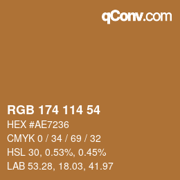 Color code: RGB 174 114 54 | qconv.com