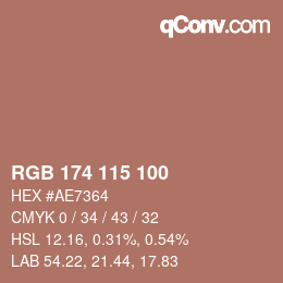 Color code: RGB 174 115 100 | qconv.com