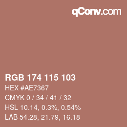 Color code: RGB 174 115 103 | qconv.com