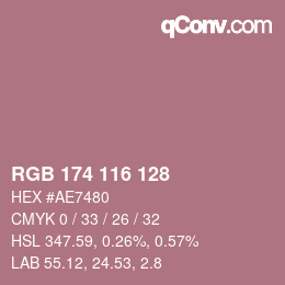 Color code: RGB 174 116 128 | qconv.com