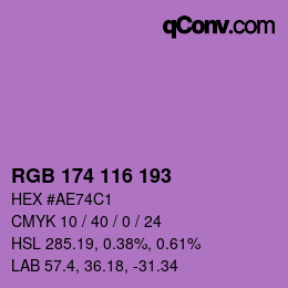 Color code: RGB 174 116 193 | qconv.com