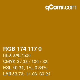 Color code: RGB 174 117 0 | qconv.com