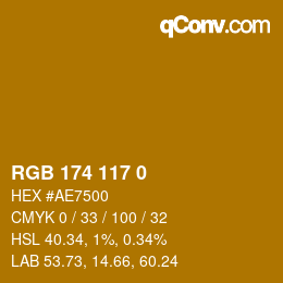 カラーコード: RGB 174 117 0 | qconv.com