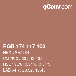 Color code: RGB 174 117 100 | qconv.com