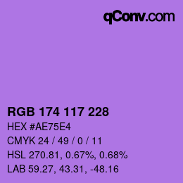 Color code: RGB 174 117 228 | qconv.com