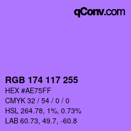 Color code: RGB 174 117 255 | qconv.com