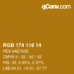 Color code: RGB 174 118 14 | qconv.com