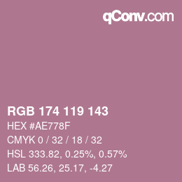 Color code: RGB 174 119 143 | qconv.com