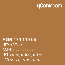 Color code: RGB 174 119 65 | qconv.com