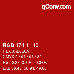 Color code: RGB 174 11 10 | qconv.com
