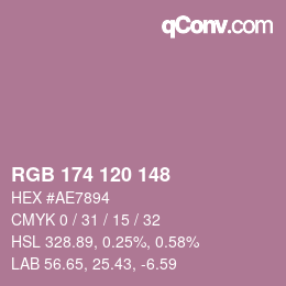 Color code: RGB 174 120 148 | qconv.com